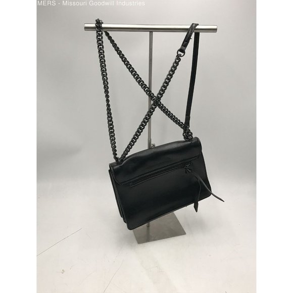 Foley & Corina Black Leather Crossbody Purse with an Envelope Top and Back Zip - Picture 2 of 4